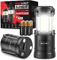 Auraglow Folding LED 2-in-1 Camping Lantern & Torch - Black