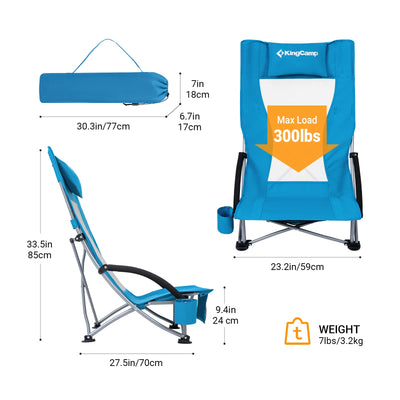 "Low Sling Beach Chairs - Folding Low/High Mesh Reclining Back for Ultimate Comfort and Relaxation"