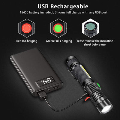 USB Rechargeable Magnetic LED Flashlight