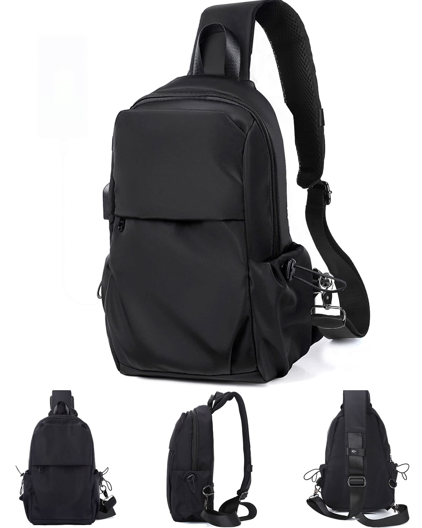 Men Sling Chest Bag Cross body Backpack With USB Charging Port Travel  Sports Male Shoulder Messenger Bag, Gift For Father
