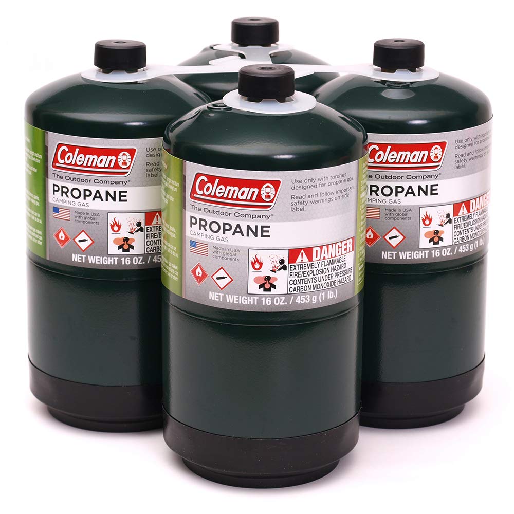 Coleman Propane Fuel, 16 oz, Propane Camping Cylinder 4-Pack - Best Propane Fuel for Camping, Outdoor Cooking, Portable Stoves, and Grills