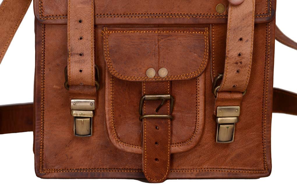 Komal's Passion Leather 11 Inch Sturdy Leather satcel Ipad Messenger Bag for Men and Women Brown
