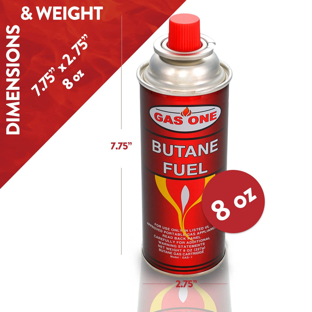 Butane Camping Fuel Canisters for Portable Gas Stoves 4 Pack - 8oz