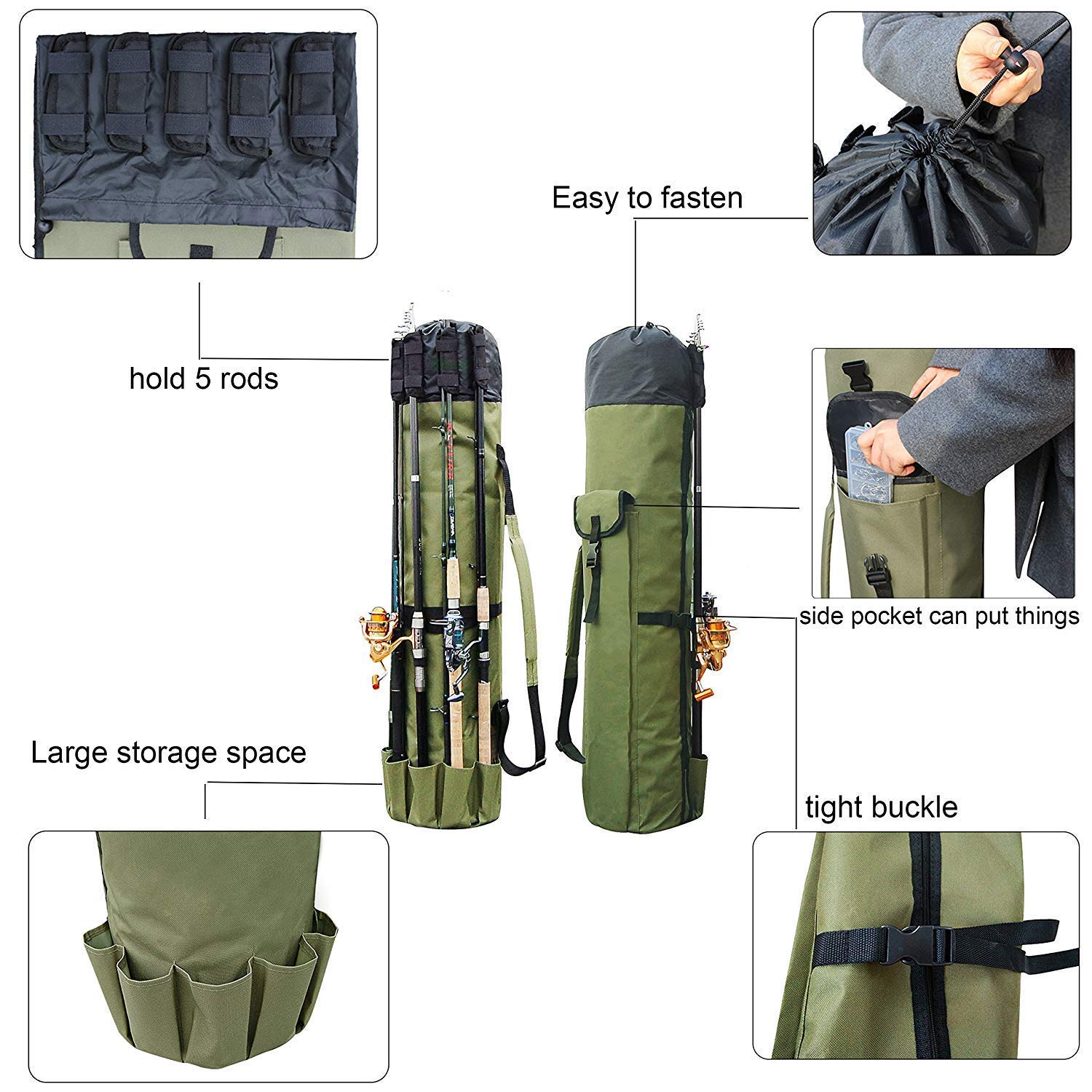 Double-Layer Canvas Fishing Rod Bag Fishing Bag Sea Rod Bag Double Handles Backable And Portable Fishing Gear I3920300736