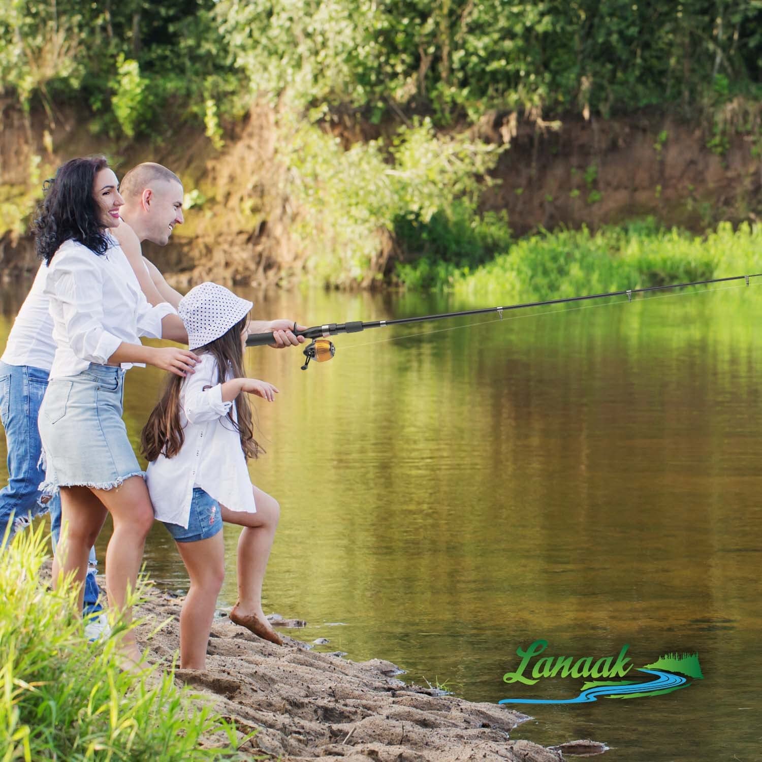 family and the fishing pole Lanaak Kids Fishing Pole and Tackle Box