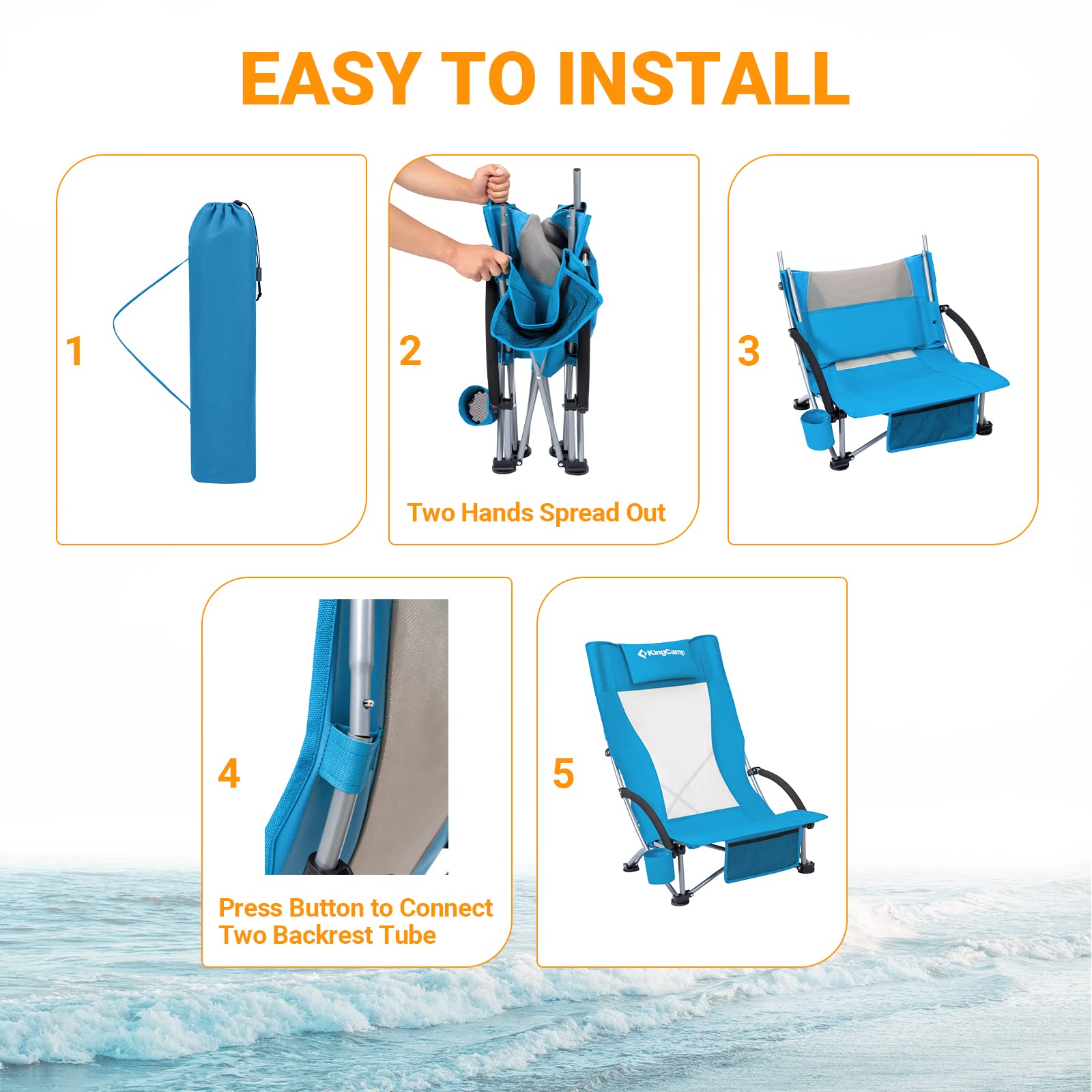 KingCamp Folding Beach Chair 2 Pack High Back India