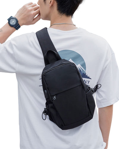 Small Black Sling Crossbody Backpack Shoulder Bag for Men Women - Ocklawaha  Outback
