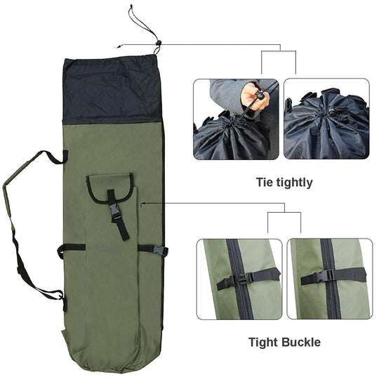 Durable Canvas Fishing Rod & Reel Organizer Bag Travel Carry Case Backpack
