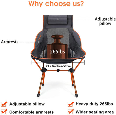 Folding Camping Chair, High Back, Lightweight
