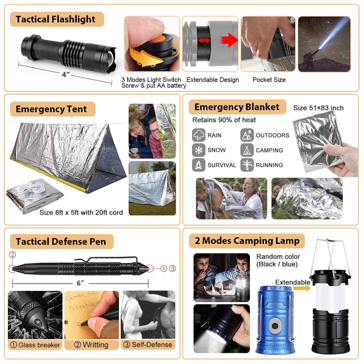 Ultimate 250Pcs Survival Kit: Gear First Aid, Emergency Tent, Molle B -  Ocklawaha Outback