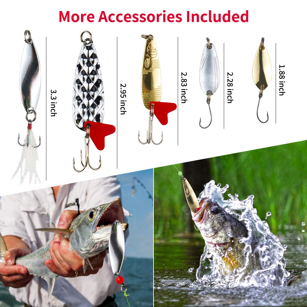 Complete Freshwater Fishing Lures Kit - Bass, Trout, Salmon Bait Tackle Set for Ultimate Fishing Success
