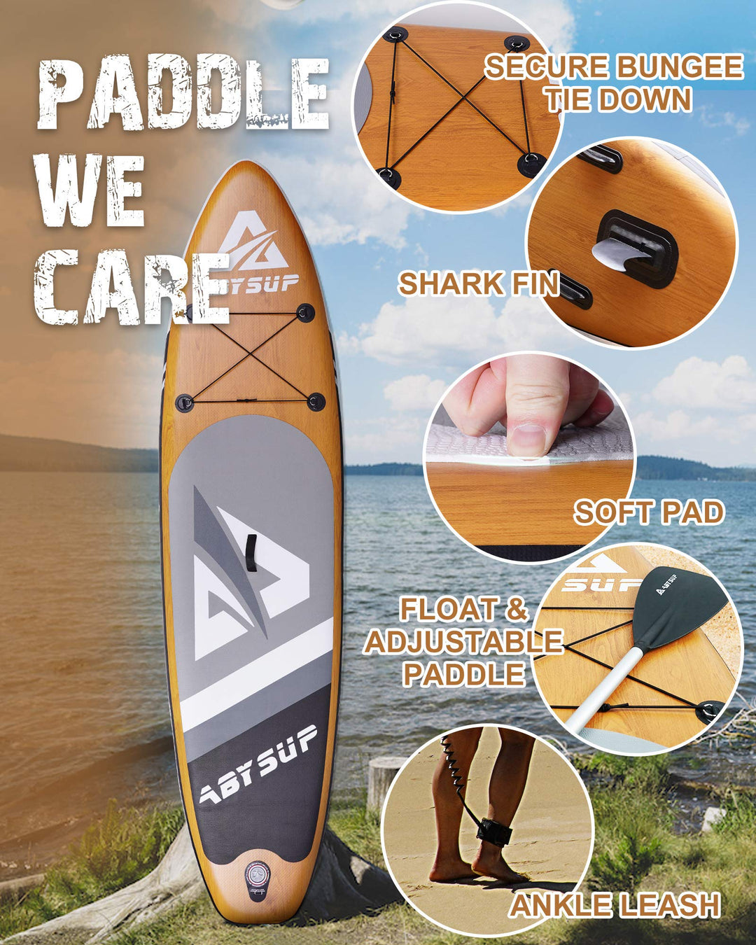  Inflatable Paddle Board With Accessories & Carry Bag