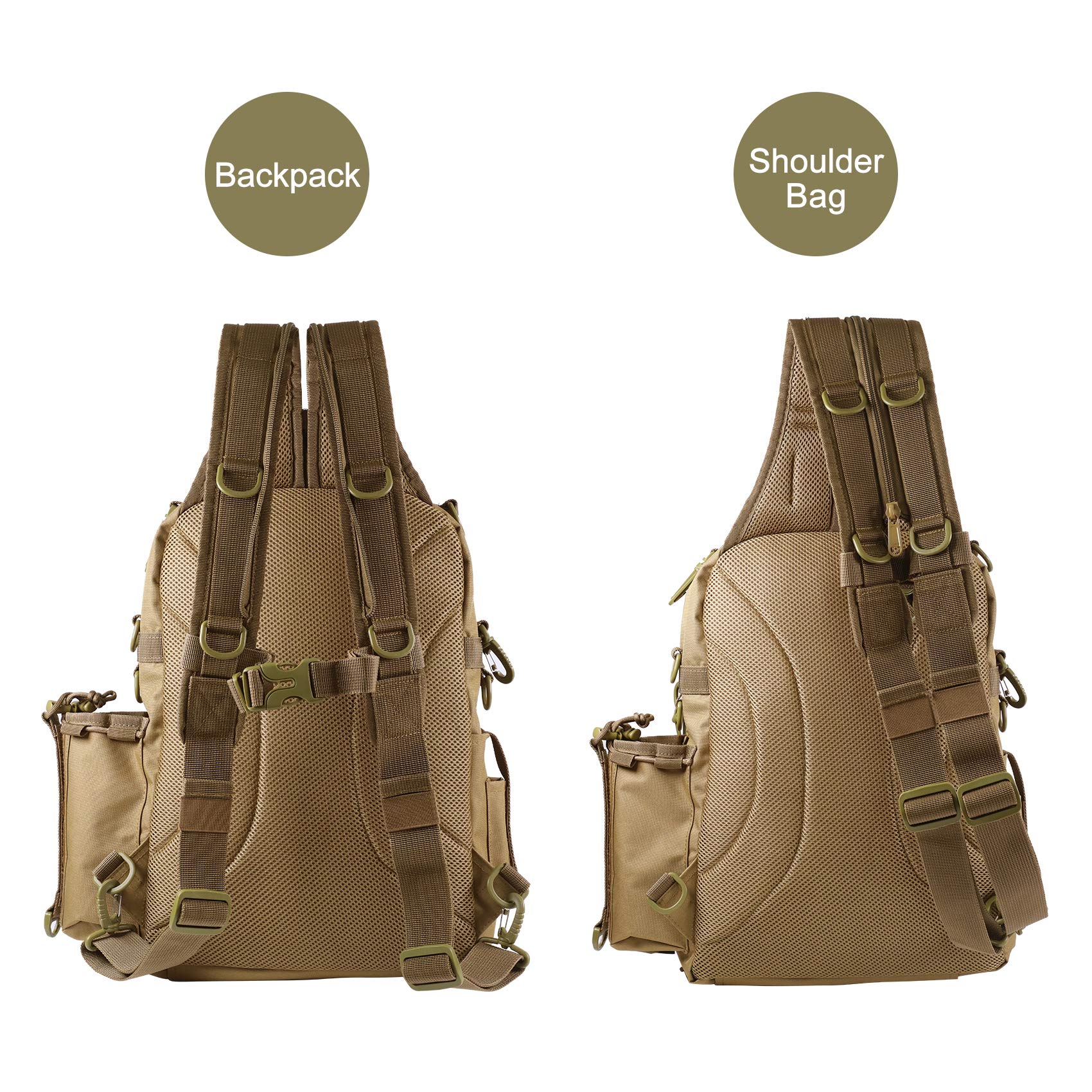 Piscifun Sling Fishing Tackle Bag, Outdoor Fishing Storage Pack,  Water-Resistant Fishing Bag Cross Body Sling Bag Black