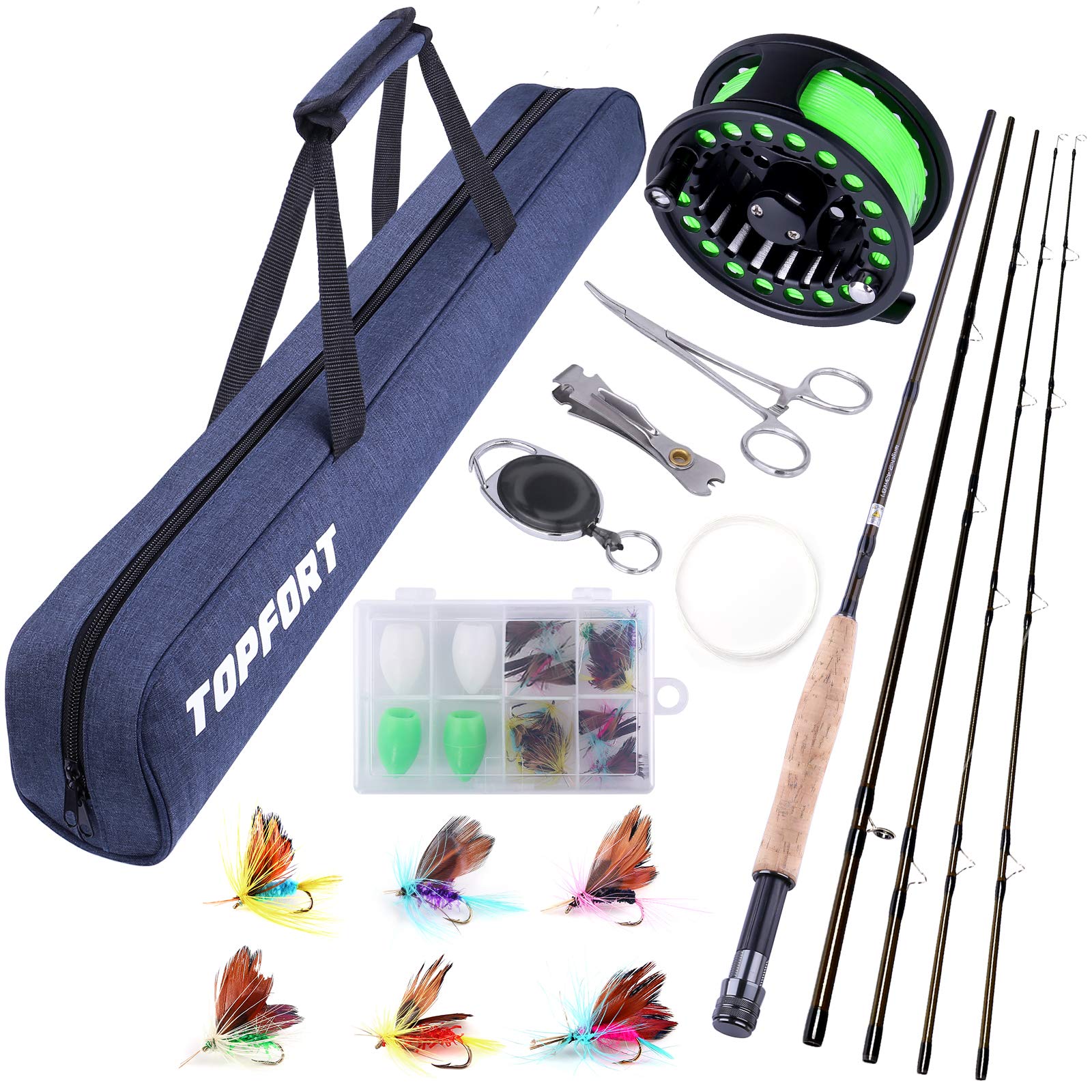 amazon fly fishing rod and reel PLUSINNO Combo, 4 Piece Lightweight Ultra-Portable Graphite Fly Rod 5/6 9' Complete Starter Package with Carrier Bag : Sports & Outdoors fly reel with one bearing M MAXIMUMCATCH Maxcatch Extreme Fly