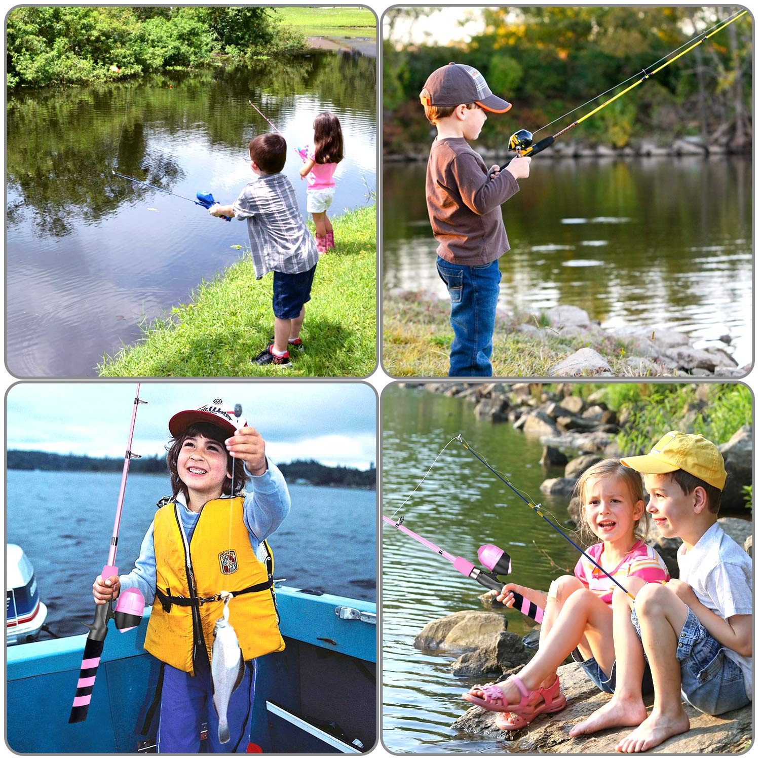 PLUSINNO Kids Fishing Pole - Toddler Fishing Pole Starter Kit - Kids  Fishing Gear for Boys, Girls and Youth