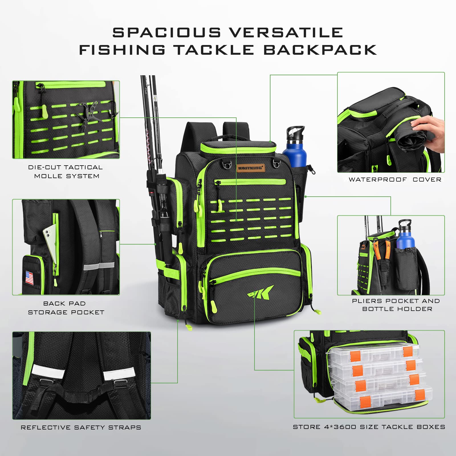 KastKing Fishing Tackle Bags Hoss (15”x 11”x Orange