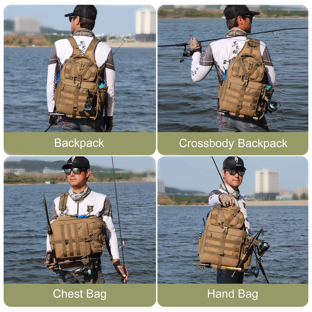 Waterproof Fishing Backpack with Rod Holder Fishing Tackle Bag
