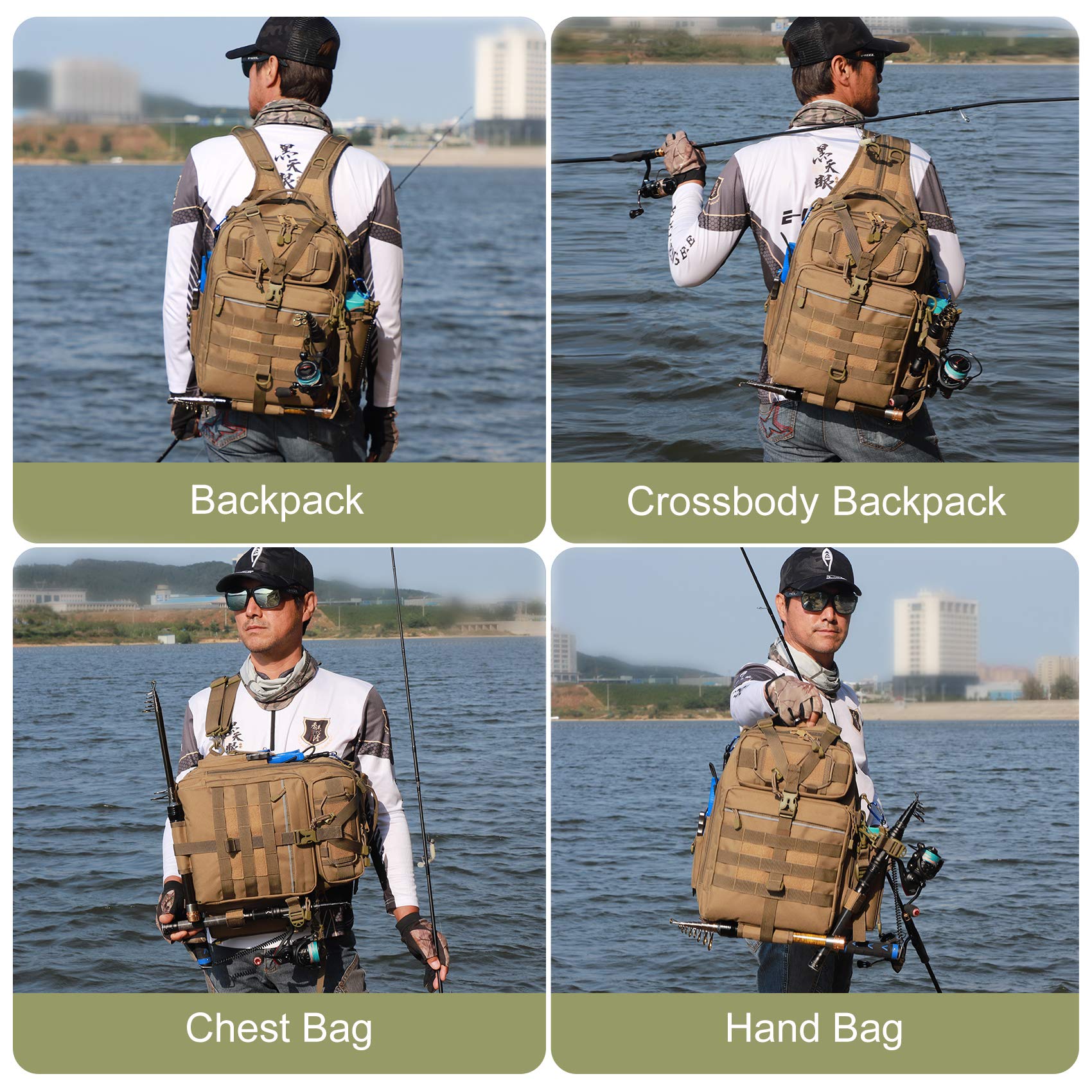 Fishing Backpack with Rod Holder Fishing Tackle Bag Fishing Gear