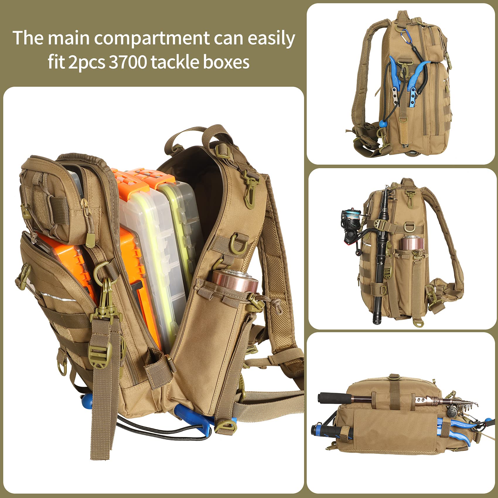 BLISSWILL Fishing Backpack Waterproof Fishing Backpack with Rod