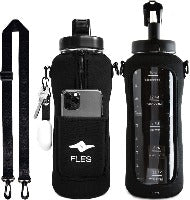 Half Gallon Water Bottle with Sleeve Motivational Water Bottle with Straw & Customized Time Markers