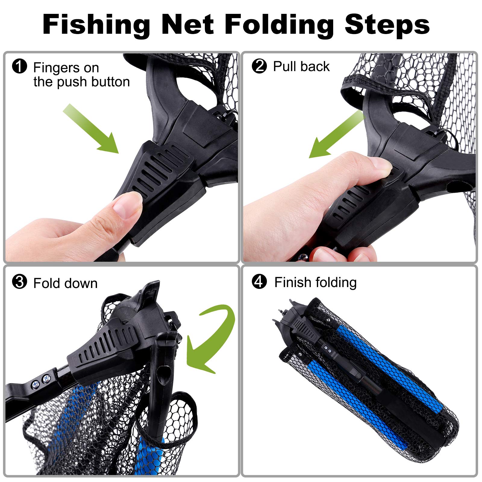 Folding Fishing Net Foldable Fish Landing Net Telescopic Pole