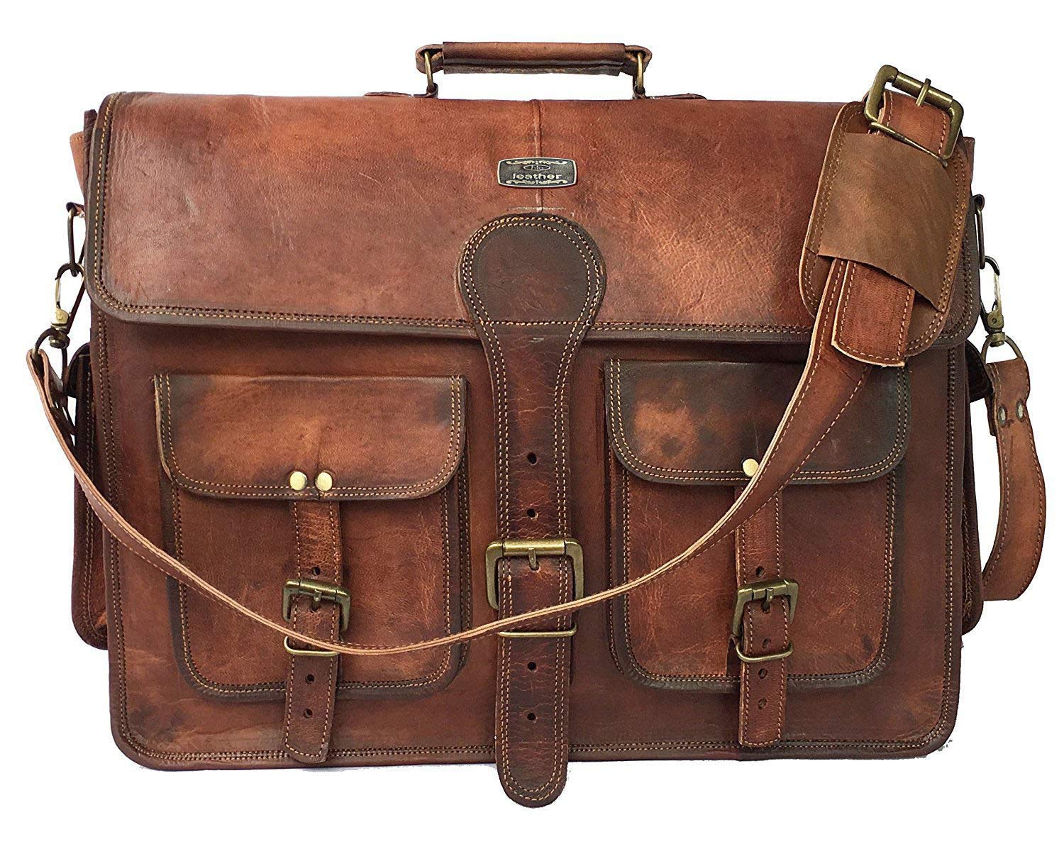 "Imported Vintage Handmade Leather Messenger Bag: Classic Style with Timeless Elegance"