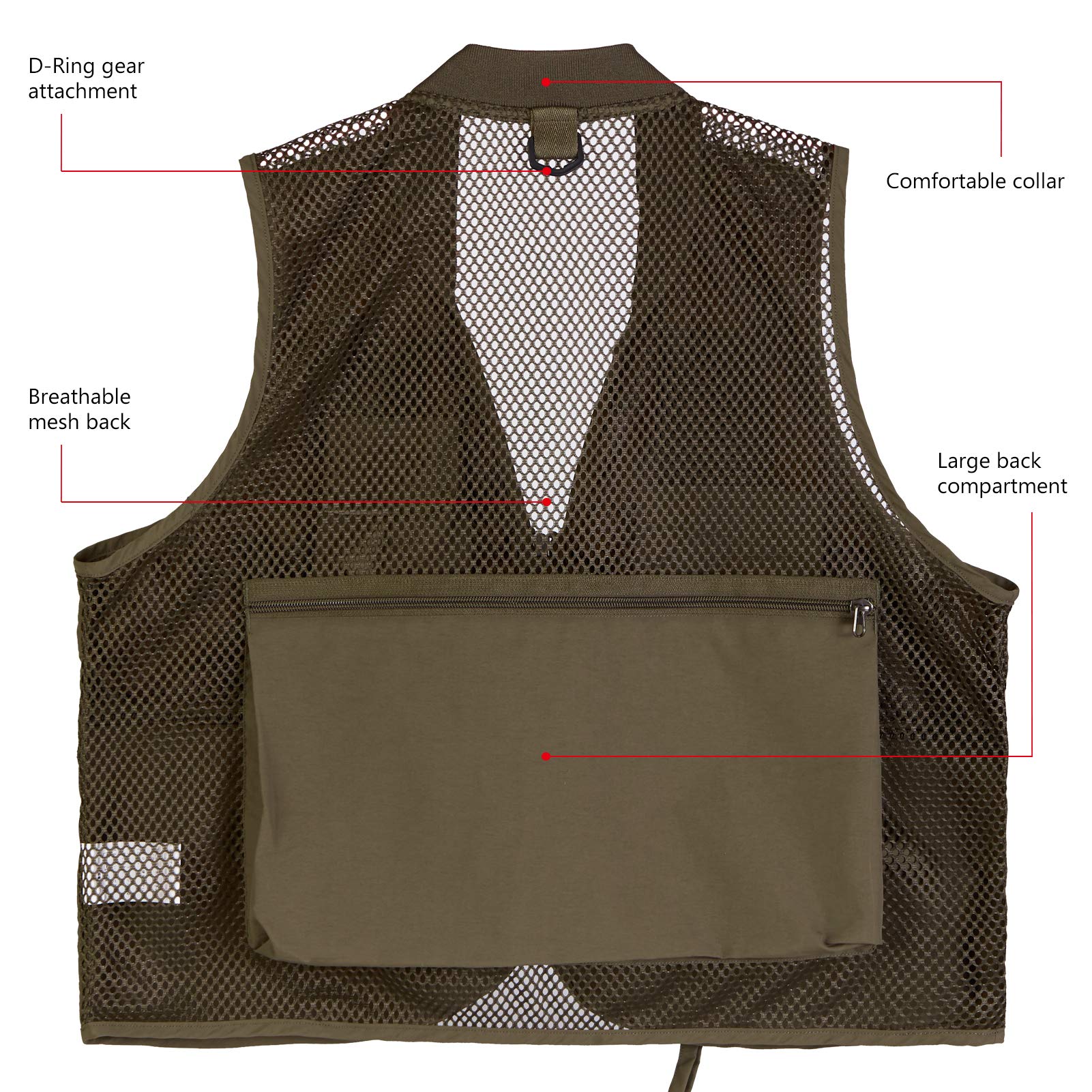 Bassdash Outback Versatile Men's Women's Fishing Photography Vest - Multi-Pocket Outdoor Vest for Fishing, Hiking, and Photography