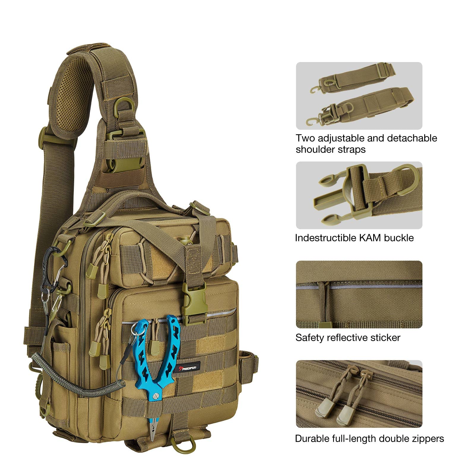best tackle bag ever Outdoor Tackle Bag For Fishing Hiking Camping Khaki / Standard (11.8*8.3*3.9inch)