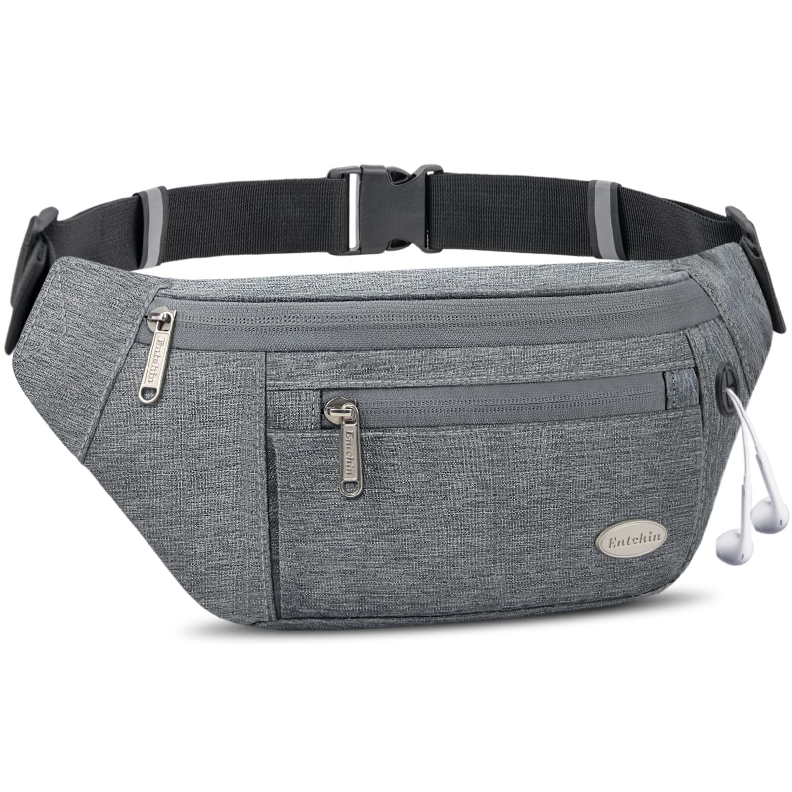 Entchin Fanny Pack for Women & Men - 4-Zipper Pockets