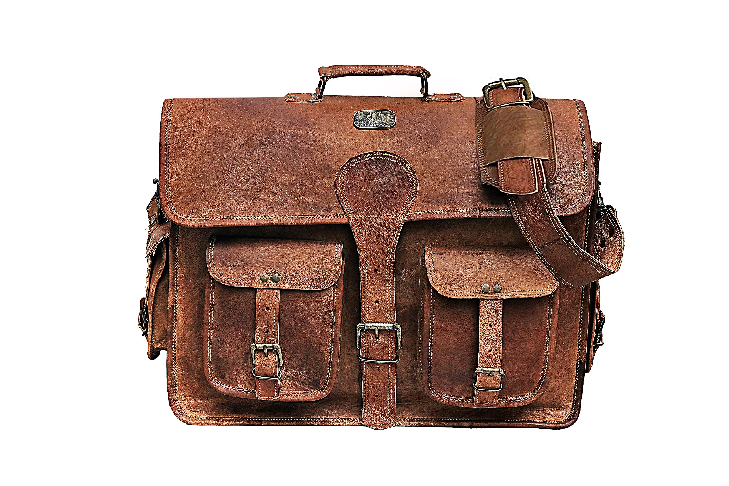 Imported Vintage Handmade Leather Messenger Bag: Classic Style