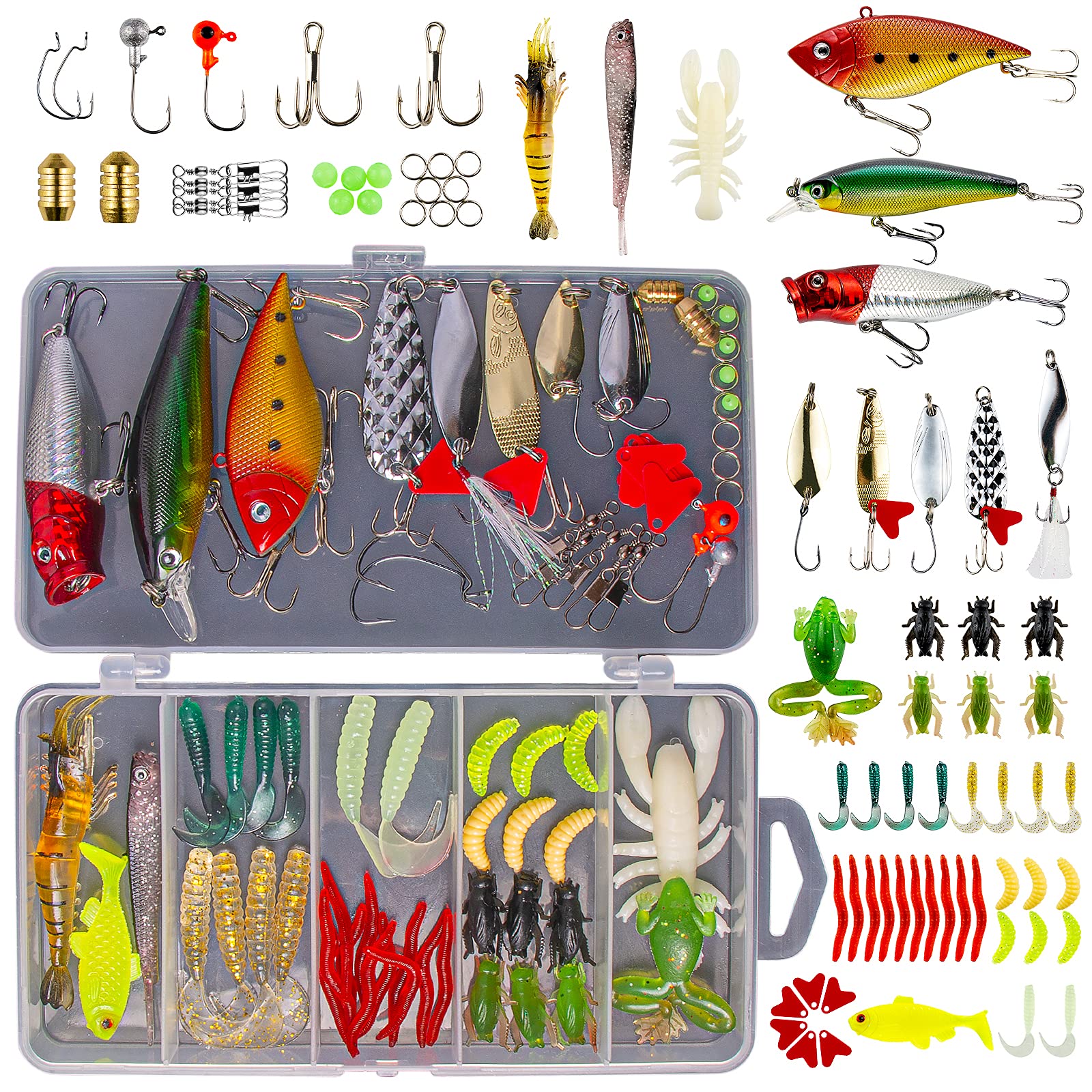 Complete Freshwater Fishing Lures Kit - Bass, Trout, Salmon Bait Tackl -  Ocklawaha Outback