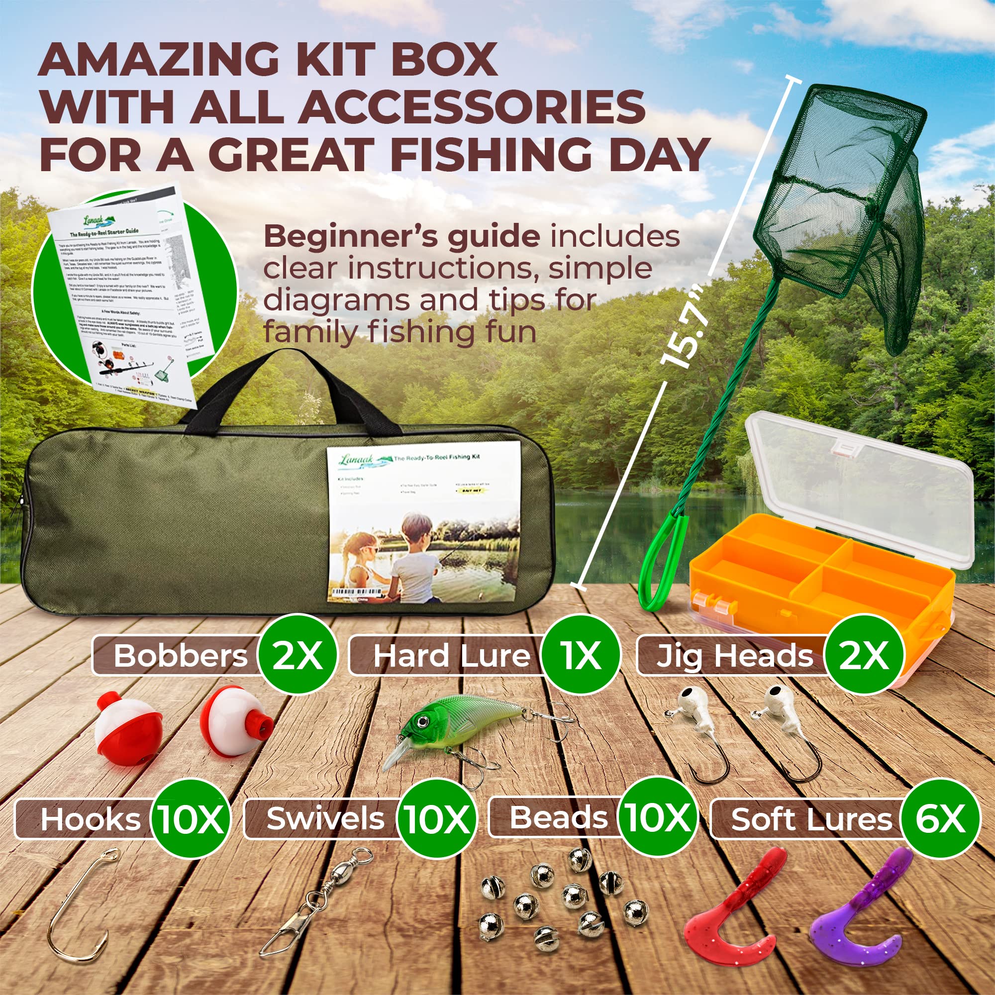 Urban Deco Kids Fishing Pole Set Portable Telescopic Kids Fishing Rod and  Reel Combo Kit with Tackle Box for Beginners, Boys,Girls,Youth,Children